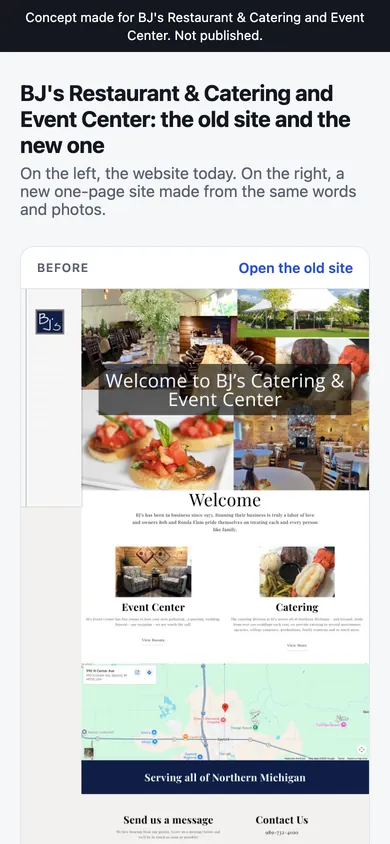 The same before and after page on a phone