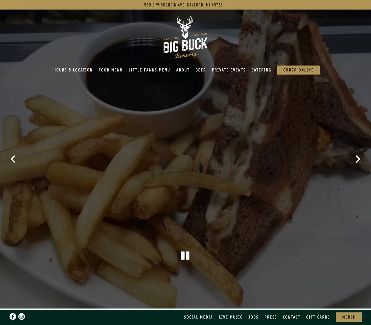 The old website of Big Buck Brewery, as it is today