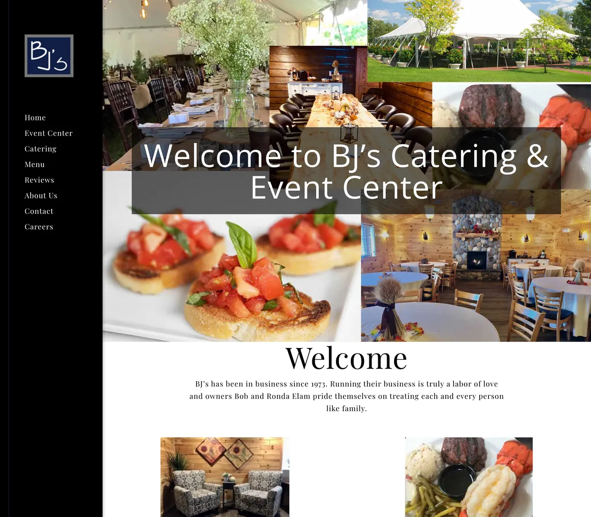 The old website of BJ's Catering & Event Center, as it is today