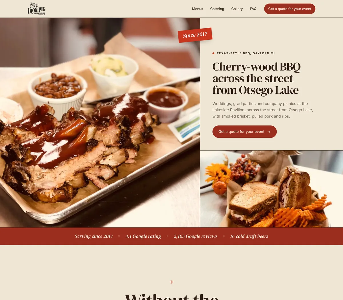 The new one-page site Reelsite built for The Iron Pig Smokehouse