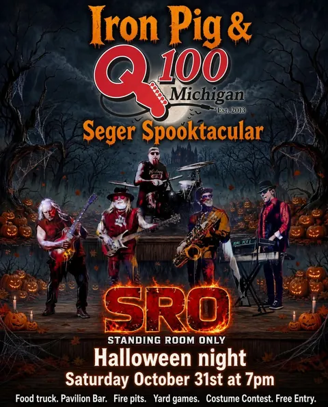 Iron Pig and Q100 Seger Spooktacular Halloween night poster featuring SRO