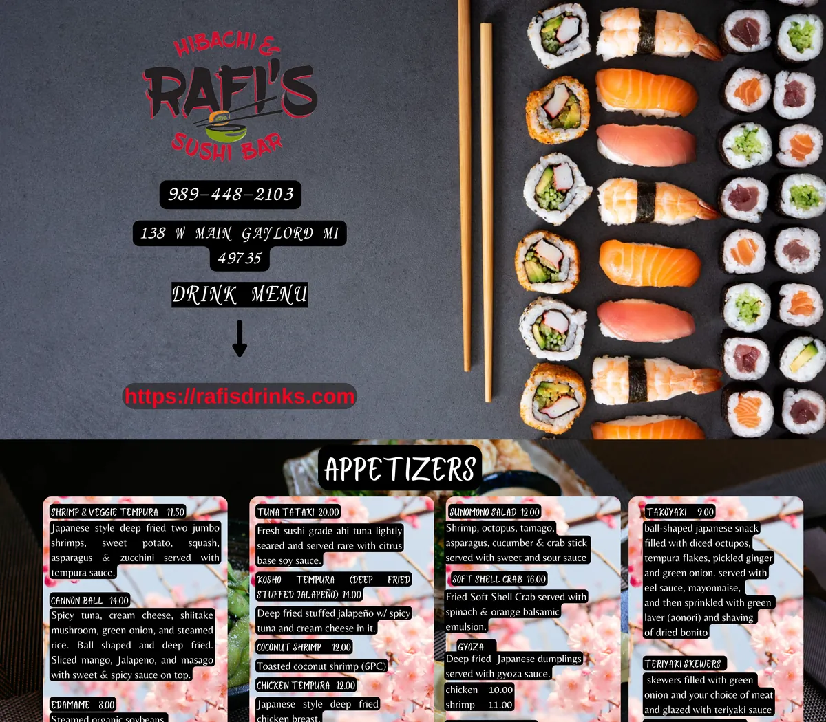 The old website of Rafi's Sushi, as it is today